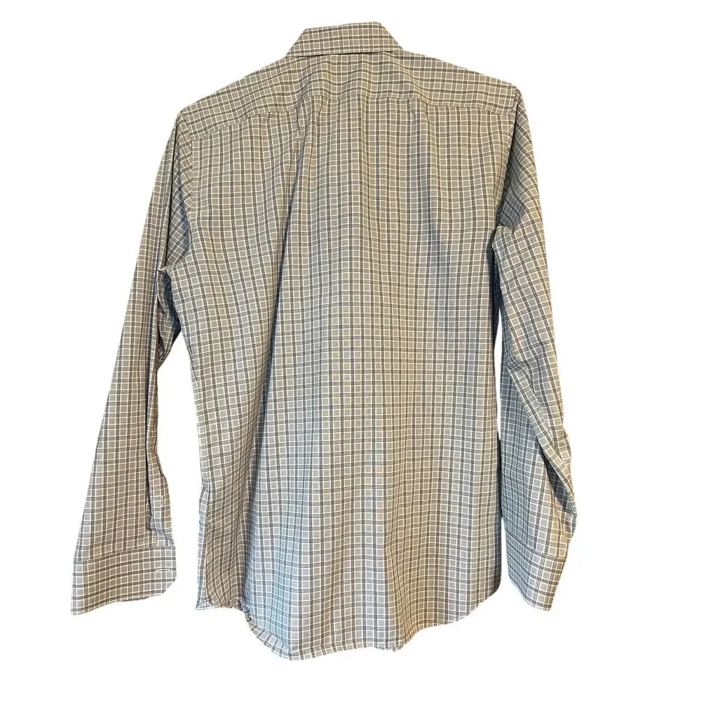 Banana Republic Slim FIt Gray Plaid Button Down Shirt Size Medium